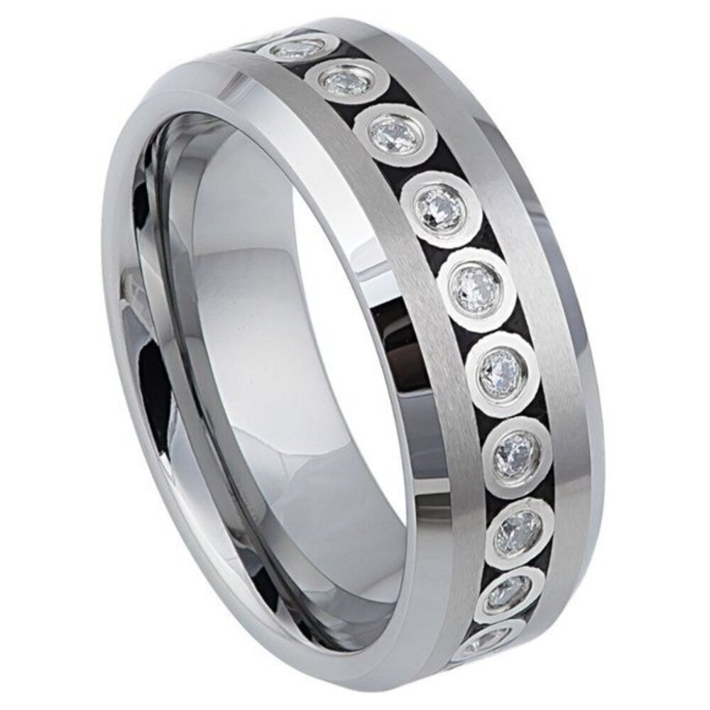 8mm CZ Eternity Tungsten Wedding Band